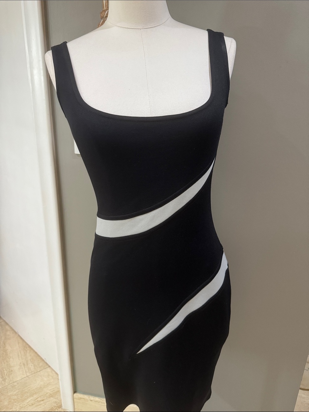 Black & White Diagonal Inset Mini Dress